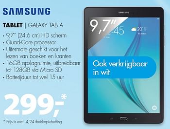 Aanbiedingen Samsung tablet galaxy tab a - Samsung - Geldig van 03/08/2015 tot 09/08/2015 bij Expert