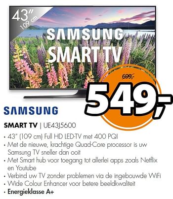 Aanbiedingen Samsung smart tv| ue43j5600 - Samsung - Geldig van 03/08/2015 tot 09/08/2015 bij Expert
