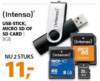 Aanbiedingen Usb-stick, micro sd of sd card 8gb - Intenso - Geldig van 03/08/2015 tot 09/08/2015 bij Expert