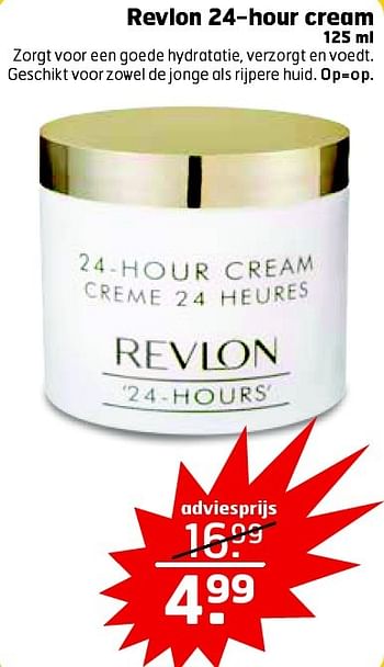 Aanbiedingen Revlon 24-hour cream - Revlon - Geldig van 04/08/2015 tot 09/08/2015 bij Trekpleister