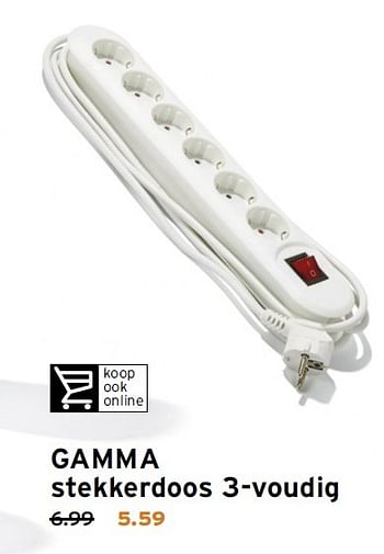 Aanbiedingen Gamma stekkerdoos 3-voudig - Gamma - Geldig van 03/08/2015 tot 09/08/2015 bij Gamma