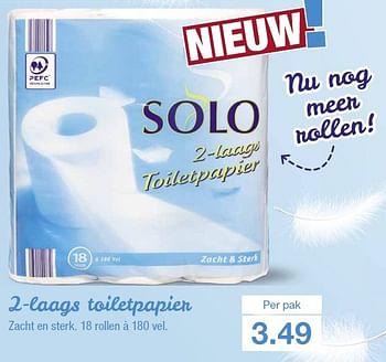 Aanbiedingen 2-laags toiletpapier - Solo Papierwaren - Geldig van 12/08/2015 tot 18/08/2015 bij Aldi