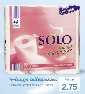 Aanbiedingen 4-laags toiletpapier - Solo Papierwaren - Geldig van 12/08/2015 tot 18/08/2015 bij Aldi