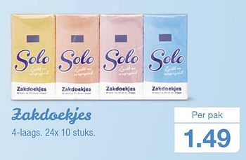 Aanbiedingen Zakdoekjes - Solo Papierwaren - Geldig van 12/08/2015 tot 18/08/2015 bij Aldi