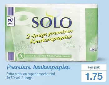 Aanbiedingen Premium keukenpapier - Solo Papierwaren - Geldig van 12/08/2015 tot 18/08/2015 bij Aldi