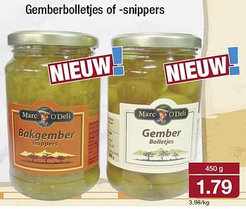 Aanbiedingen Gemberbolletjes of snippers - Marc o'Deli - Geldig van 12/08/2015 tot 18/08/2015 bij Aldi