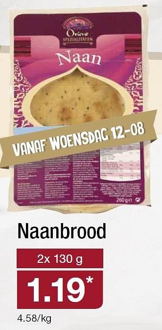 Aanbiedingen Naanbrood - Huismerk - Aldi - Geldig van 12/08/2015 tot 18/08/2015 bij Aldi