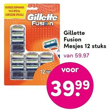 Aanbiedingen Gillette fusion mesjes 12 stuks - Gillette - Geldig van 10/08/2015 tot 16/08/2015 bij da