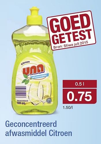 Aanbiedingen Geconcentreerd afwasmiddel citroen - Una - Geldig van 12/08/2015 tot 18/08/2015 bij Aldi