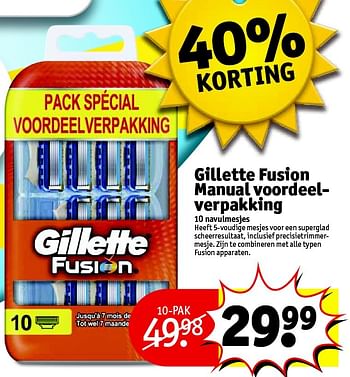 Aanbiedingen Gillette fusion manual voordeelverpakking - Gillette - Geldig van 03/08/2015 tot 16/08/2015 bij Kruidvat
