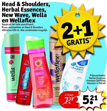 Aanbiedingen Herbal essences shampoo uplifting volume - Head &amp; Shoulders - Geldig van 03/08/2015 tot 16/08/2015 bij Kruidvat
