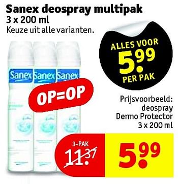 Aanbiedingen Deospray dermo protector - Sanex - Geldig van 03/08/2015 tot 16/08/2015 bij Kruidvat