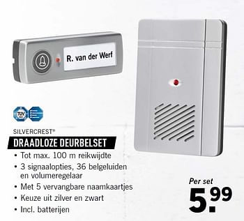 Aanbiedingen Draadloze deurbelset - SilverCrest - Geldig van 10/08/2015 tot 12/08/2015 bij Lidl