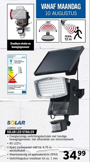 Aanbiedingen Solar led-straler - livarnolux - Geldig van 10/08/2015 tot 12/08/2015 bij Lidl