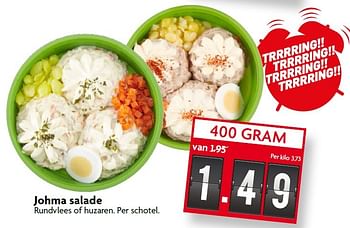 Aanbiedingen Johma salade rundvlees of huzaren - Johma - Geldig van 09/08/2015 tot 15/08/2015 bij Deka Markt