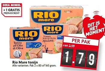 Aanbiedingen Rio mare tonijn. - Rio Mare - Geldig van 09/08/2015 tot 15/08/2015 bij Deka Markt