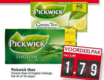 Aanbiedingen Pickwick thee groene thee of engelse melange - Pickwick - Geldig van 09/08/2015 tot 15/08/2015 bij Deka Markt