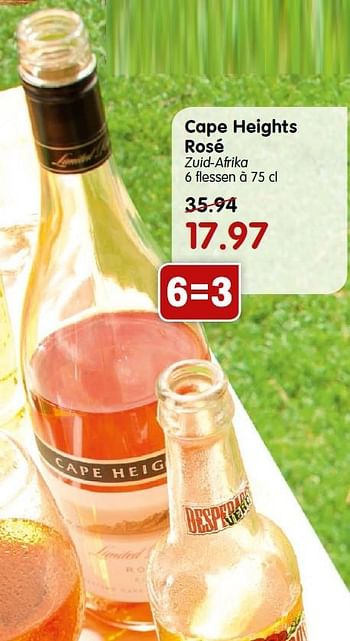 Aanbiedingen Cape heights rosé - Rosé wijnen - Geldig van 09/08/2015 tot 15/08/2015 bij Em-té