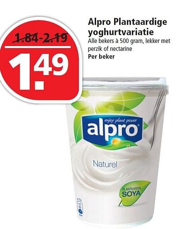 Aanbiedingen Alpro plantaardige yoghurtvariatie - Alpro Soya - Geldig van 09/08/2015 tot 15/08/2015 bij Plus