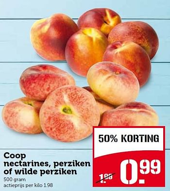 Aanbiedingen Coop nectarines, perziken of wilde perziken - Huismerk - Coop - Geldig van 10/08/2015 tot 16/08/2015 bij Coop