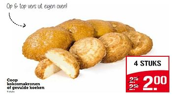 Aanbiedingen Coop kokosmakronen of gevulde koeken - Huismerk - Coop - Geldig van 10/08/2015 tot 16/08/2015 bij Coop