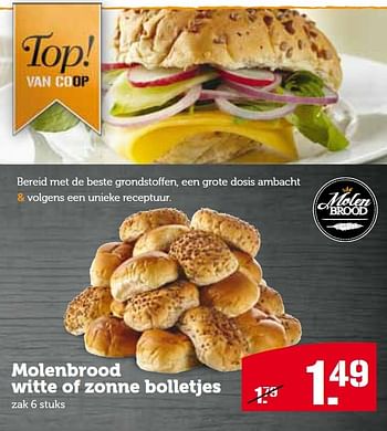 Aanbiedingen Molenbrood witte of zonne bolletjes - Huismerk - Coop - Geldig van 10/08/2015 tot 16/08/2015 bij Coop