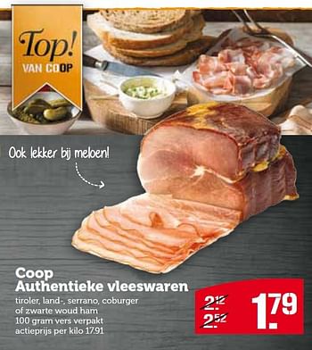 Aanbiedingen Coop authentieke vleeswaren - Huismerk - Coop - Geldig van 10/08/2015 tot 16/08/2015 bij Coop