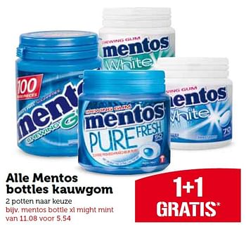Aanbiedingen Mentos bottles kauwgom - Mentos - Geldig van 10/08/2015 tot 16/08/2015 bij Coop