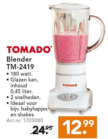 Aanbiedingen Tomado blender tm-2419 - Tomado - Geldig van 10/08/2015 tot 19/08/2015 bij Blokker