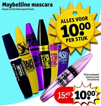 Aanbiedingen Mascara lash sensational - Maybelline - Geldig van 10/08/2015 tot 16/08/2015 bij Kruidvat
