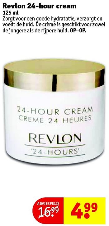 Aanbiedingen Revlon 24-hour cream - Revlon - Geldig van 10/08/2015 tot 16/08/2015 bij Kruidvat