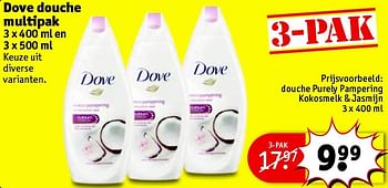 Aanbiedingen Douche purely pampering kokosmelk + jasmijn - Dove - Geldig van 10/08/2015 tot 16/08/2015 bij Kruidvat