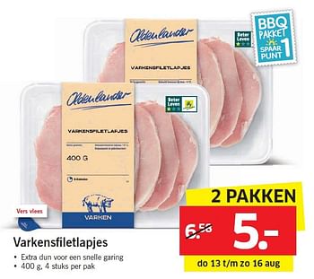 Aanbiedingen Varkensfiletlapjes - Oldenlander - Geldig van 10/08/2015 tot 16/08/2015 bij Lidl