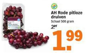 Aanbiedingen Ah rode pitloze druiven - Huismerk - Albert Heijn - Geldig van 10/08/2015 tot 16/08/2015 bij Albert Heijn