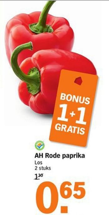 Aanbiedingen Ah rode paprika - Huismerk - Albert Heijn - Geldig van 10/08/2015 tot 16/08/2015 bij Albert Heijn