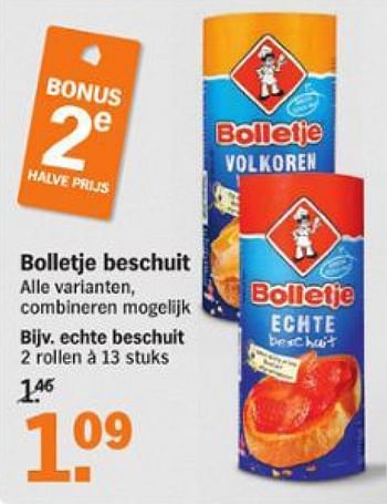 Aanbiedingen Echte beschuit 2 rollen - Bolletje - Geldig van 10/08/2015 tot 16/08/2015 bij Albert Heijn