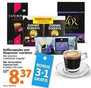 Aanbiedingen Ah excellent espresso forti - Douwe Egberts - Geldig van 10/08/2015 tot 16/08/2015 bij Albert Heijn