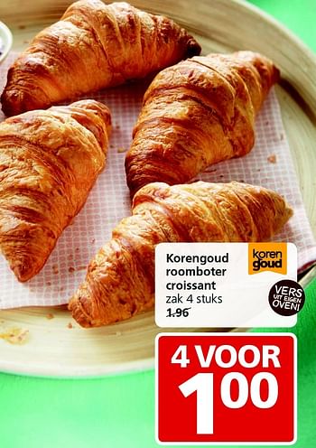 Aanbiedingen Korengoud roomboter croissant - Korengoud - Geldig van 10/08/2015 tot 16/08/2015 bij Jan Linders