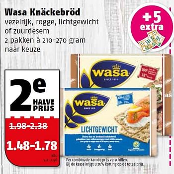 Aanbiedingen Wasa knäckebröd - Wasa - Geldig van 10/08/2015 tot 16/08/2015 bij Poiesz