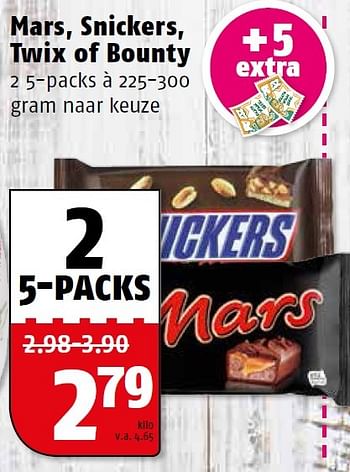 Aanbiedingen Mars, snickers, twix of bounty - Mars Snacks - Geldig van 10/08/2015 tot 16/08/2015 bij Poiesz