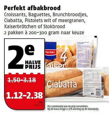 Aanbiedingen Perfekt afbakbrood - Perfekt - Geldig van 10/08/2015 tot 16/08/2015 bij Poiesz