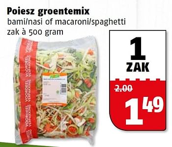 Aanbiedingen Poiesz groentemix bami-nasi of macaroni-spaghetti - Huismerk Poiesz - Geldig van 10/08/2015 tot 16/08/2015 bij Poiesz