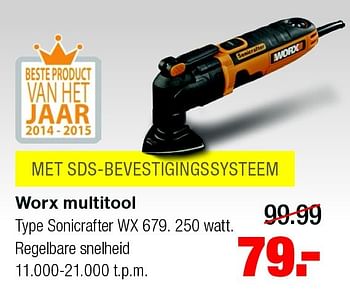 Aanbiedingen Worx multitool sonicrafter wx 679 - Worx - Geldig van 10/08/2015 tot 16/08/2015 bij Praxis