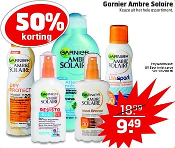 Aanbiedingen Uv sport mist spray spf 50 - Garnier - Geldig van 11/08/2015 tot 16/08/2015 bij Trekpleister