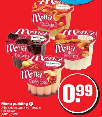 Aanbiedingen Mona pudding  - Mona - Geldig van 12/08/2015 tot 18/08/2015 bij Hoogvliet