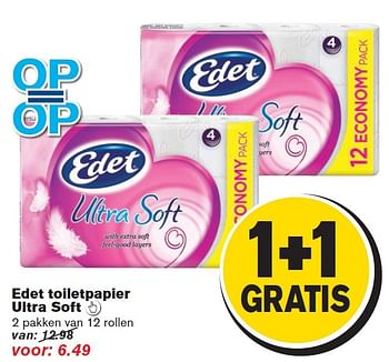 Aanbiedingen Edet toiletpapier ultra soft - Edet - Geldig van 12/08/2015 tot 18/08/2015 bij Hoogvliet