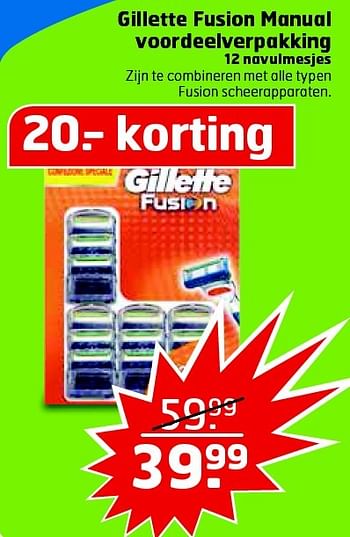 Aanbiedingen Gillette fusion manual voordeelverpakking - Gillette - Geldig van 11/08/2015 tot 16/08/2015 bij Trekpleister