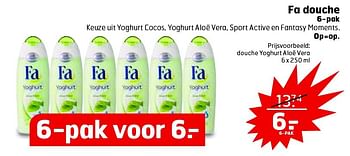 Aanbiedingen Douche yoghurt aloë vera - Fa - Geldig van 11/08/2015 tot 16/08/2015 bij Trekpleister