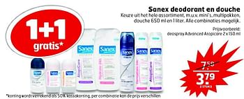 Aanbiedingen Sanex deodorant en douche - Sanex - Geldig van 11/08/2015 tot 16/08/2015 bij Trekpleister