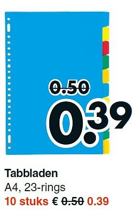 Aanbiedingen Tabbladen a4, 23-rings - Huismerk - Wibra - Geldig van 10/08/2015 tot 22/08/2015 bij Wibra